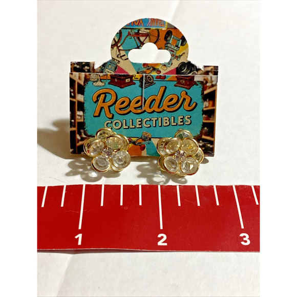 Vtg Swarovski Flower Earrings - Picture 5 of 6